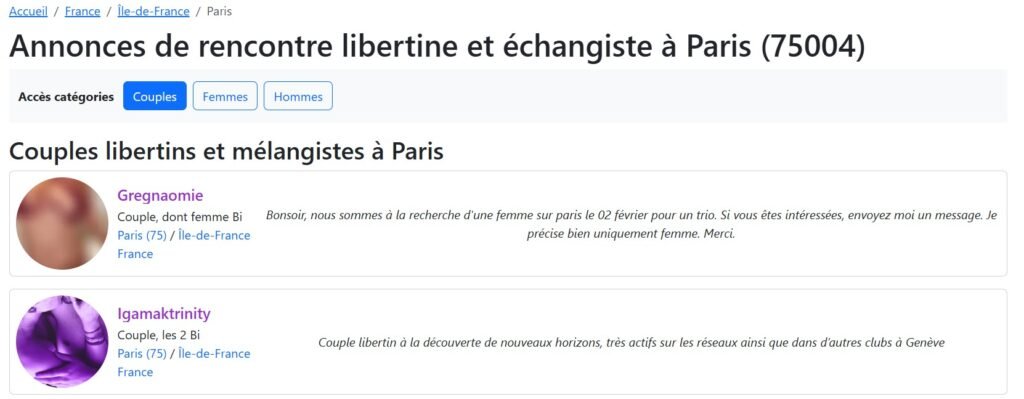 fonctionnalités carré libertin